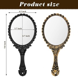 Jetec Vintage Handheld Mirrors, 2 Pieces, Black, Bronze, Oval Shaped, Portable, Compact, with Handle, Ideal for Makeup, Hair Styling, Skin Care, Hanging as Decor Jetec Vintage Handheld Mirrors, 2 Pieces, Black, Bronze, Oval Shaped, Portable, Compact, with Handle, Ideal for Makeup, Hair Styling, Skin Care, Hanging as Decor