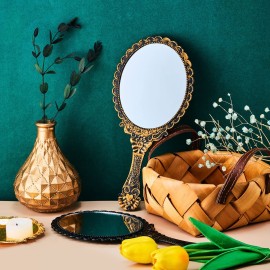 Jetec Vintage Handheld Mirrors, 2 Pieces, Black, Bronze, Oval Shaped, Portable, Compact, with Handle, Ideal for Makeup, Hair Styling, Skin Care, Hanging as Decor Jetec Vintage Handheld Mirrors, 2 Pieces, Black, Bronze, Oval Shaped, Portable, Compact, with Handle, Ideal for Makeup, Hair Styling, Skin Care, Hanging as Decor