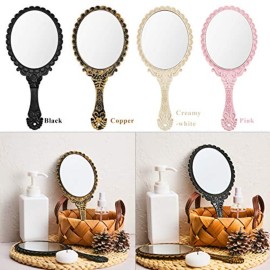 Jetec Vintage Handheld Mirrors, 2 Pieces, Black, Bronze, Oval Shaped, Portable, Compact, with Handle, Ideal for Makeup, Hair Styling, Skin Care, Hanging as Decor Jetec Vintage Handheld Mirrors, 2 Pieces, Black, Bronze, Oval Shaped, Portable, Compact, with Handle, Ideal for Makeup, Hair Styling, Skin Care, Hanging as Decor