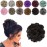 Elaine Hair Buns Hair Piece Messy Tousled Wavy Curly Scrunchies Wrap Ponytail Extensions With Elastic Rubber Band Synthetic Donut Updo Hairpieces for Women Girls (Dark Brown -98)