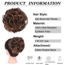 Elaine Messy Bun Hair Piece for Women, Thick Curly Hair Bun Scrunchies Synthetic Wavy Bun Hair Extensions Chignon Ponytail Updo Hairpieces (Dark Brown Tip Light Auburn -99) Elaine Messy Bun Hair Piece for Women, Thick Curly Hair Bun Scrunchies Synthetic Wavy Bun Hair Extensions Chignon Ponytail Updo Hairpieces (Dark Brown Tip Light Auburn -99)