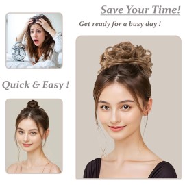 Elaine Messy Bun Hair Piece for Women, Thick Curly Hair Bun Scrunchies Synthetic Wavy Bun Hair Extensions Chignon Ponytail Updo Hairpieces (Dark Brown Tip Light Auburn -99) Elaine Messy Bun Hair Piece for Women, Thick Curly Hair Bun Scrunchies Synthetic Wavy Bun Hair Extensions Chignon Ponytail Updo Hairpieces (Dark Brown Tip Light Auburn -99)