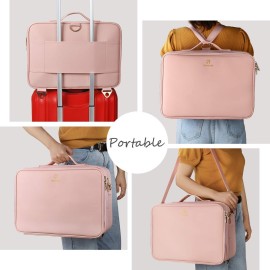 Relavel Travel Makeup Train Case Cosmetic Case Organizer Portable Artist Storage Bag with Adjustable Dividers for Cosmetics Makeup Brushes Toiletry Jewelry Digital Accessories