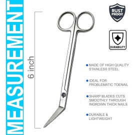 Long Handle Toenail Scissors - 6 Long Handled Nail Clippers for Seniors Podiatrist Manicure Pedicure Podiatry for Elderly Men Women Ingrown Toe Nails Fingernail Cuticle Trimmer Cutter Stainless Steel Long Handle Toenail Scissors - 6 Long Handled Nail Clippers for Seniors Podiatrist Manicure Pedicure Podiatry for Elderly Men Women Ingrown Toe Nails Fingernail Cuticle Trimmer Cutter Stainless Steel