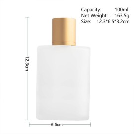 Enslz Frosted Glass Bottle Perfume Atomizer Refillable Spray Empty Perfume Bottle for Men and Women (Glod 100ml)