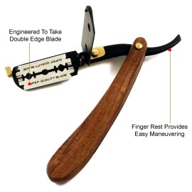 Professional Classic Straight Edge Barber Razor For Close Shaving - Salon Quality Men\'s Beard Cut Throat Shavette Manual Razor (Wooden Handle) With 5 Shaving Blades By Krisp Shave Professional Classic Straight Edge Barber Razor For Close Shaving - Salon Quality Men\'s Beard Cut Throat Shavette Manual Razor (Wooden Handle) With 5 Shaving Blades By Krisp Shave