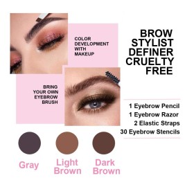 Eyebrow Stencils & Eyebrow Pencil, 30 Eyebrow Shaper Kit, Reusable Eyebrow Template With Strap & Eyebrow Razor, Waterproof Eyebrow Pen, 3 Minutes Makeup, Suitable for 98%