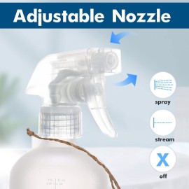 Frosted Glass Spray Bottles with Silicone Sleeve,16oz Refillable Spray Bottle with Mist and Stream Settings for Bath, Beauty, Hair, Plants, Pets (2Pack/Gray)