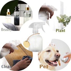 Frosted Glass Spray Bottles with Silicone Sleeve,16oz Refillable Spray Bottle with Mist and Stream Settings for Bath, Beauty, Hair, Plants, Pets (2Pack/Gray)