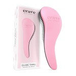 Crave Naturals Biggie Glide Thru Hair Brush - Detangler Brush for Curly, Straight, Wet or Dry Hair - Gentle Detangling Brushes for Adults, Kids, Toddlers - Hair Accessories for Women, 8.4x3.4 - Pink
