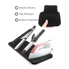 Heat Resistant Silicone Mat Pouch,Hair Styling Tools for Curling Irons, Flat Irons, Hair Straightener, 11.5 * 6 Inches, Food Grade Silicone, Black Heat Resistant Silicone Mat Pouch,Hair Styling Tools for Curling Irons, Flat Irons, Hair Straightener, 11.5 * 6 Inches, Food Grade Silicone, Black