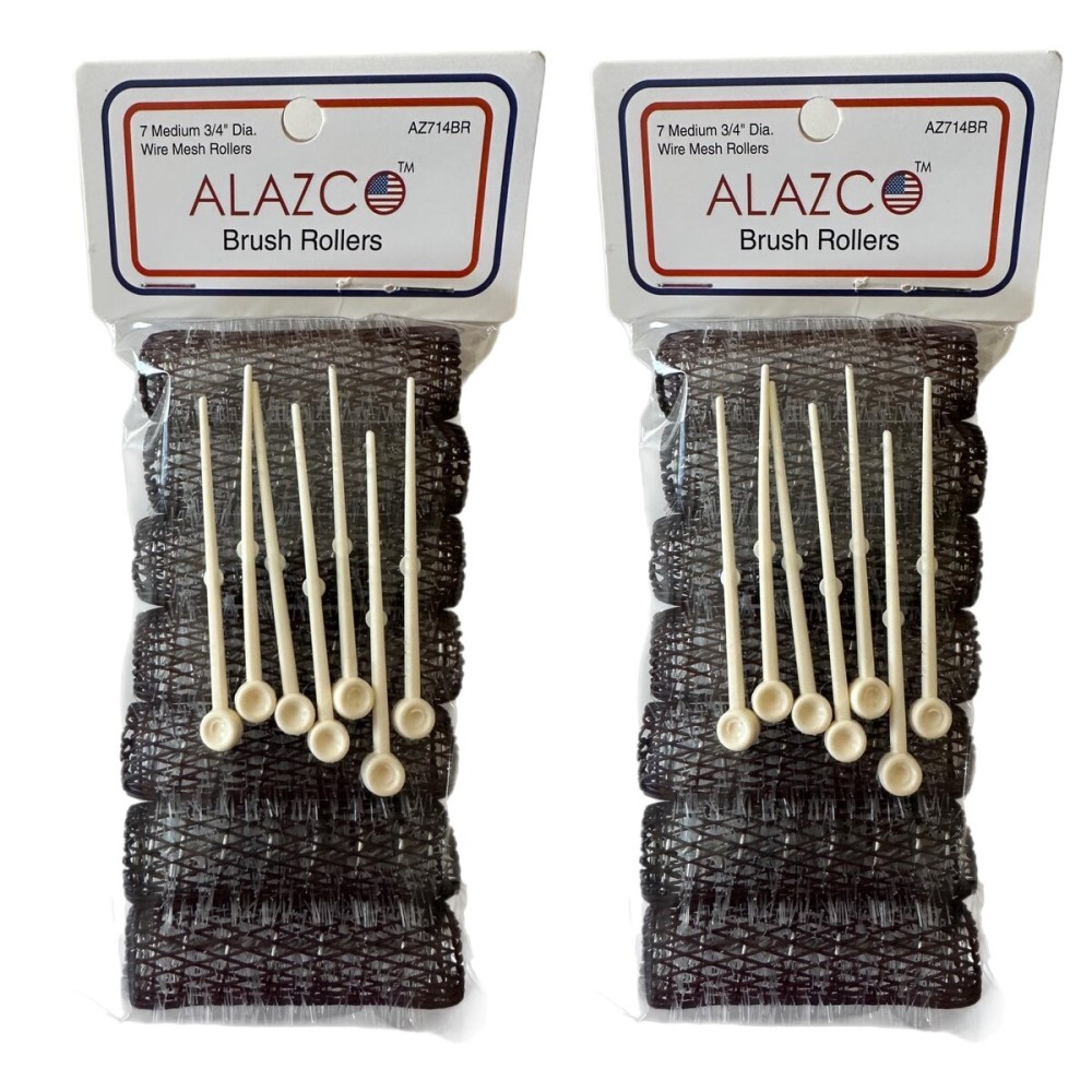 ALAZCO 14 pc Vintage Style Hair Roller Medium BRUSH ROLLERS & PINS Mesh Hair Curlers With Bristles 2.5x 3/4, with Flexible Locking Pins ALAZCO 14 pc Vintage Style Hair Roller Medium BRUSH ROLLERS & PINS Mesh Hair Curlers With Bristles 2.5x 3/4, with Flexible Locking Pins