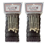 ALAZCO 14 pc Vintage Style Hair Roller Medium BRUSH ROLLERS & PINS Mesh Hair Curlers With Bristles 2.5x 3/4, with Flexible Locking Pins
