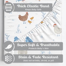 Crib Sheets Neutral - Fitted Baby Crib Sheets Bed for Girl Boy - 2 Pack Standard & Toddler Mattress (Farm Animals) - Buttery Soft Organic Cotton Blend