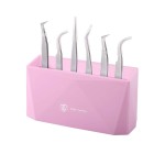 Pretty memory Lash Tweezer Holder 6 Holes Tweezer Holder for Eyelash Extensions Tweezer Stand Display Storage Eyelashes Extension Supplies Lash Accessories Tools, Pink