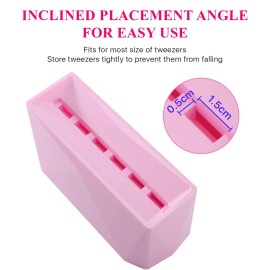 Pretty memory Lash Tweezer Holder 6 Holes Tweezer Holder for Eyelash Extensions Tweezer Stand Display Storage Eyelashes Extension Supplies Lash Accessories Tools, Pink
