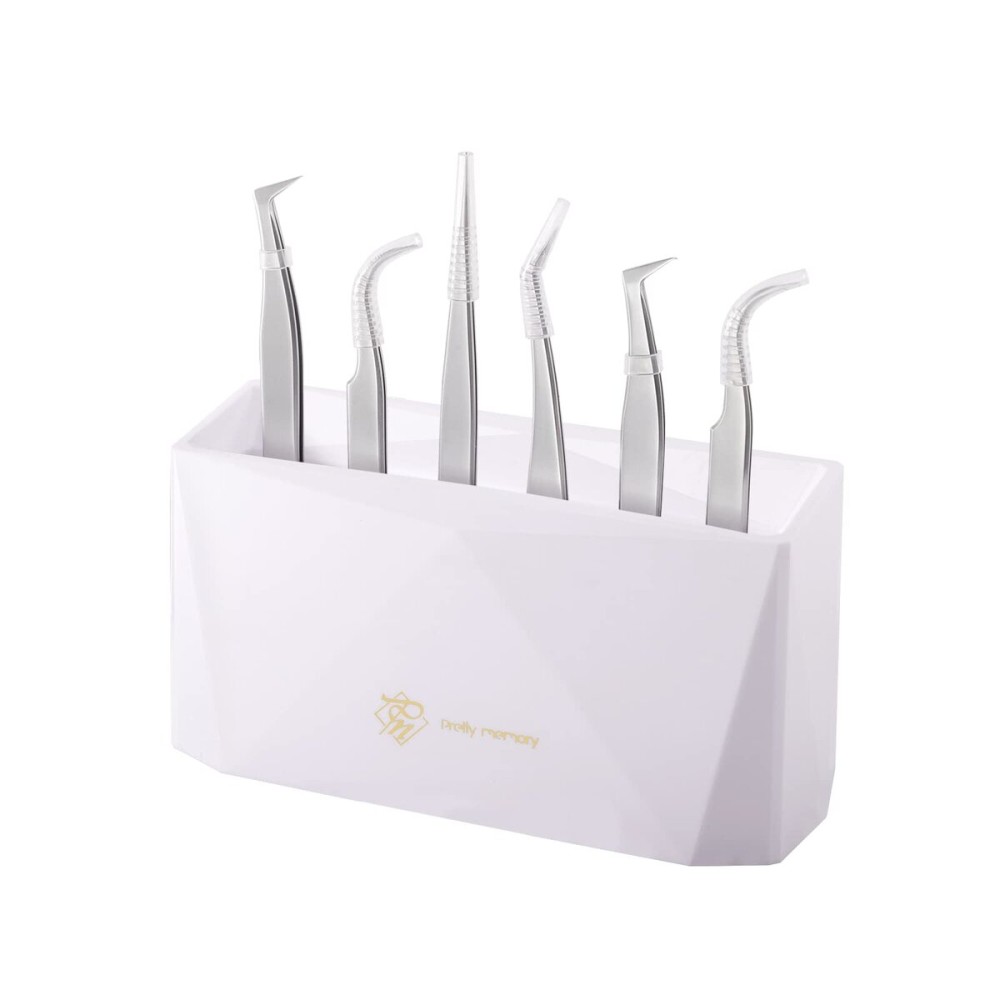 Pretty memory Lash Extension Supplies Tweezer Holder 6 PCS Tweezers Shelf Holder Eyelash Extension Supplies Display Organizer Storage Makeup Accessories Tools, White Pretty memory Lash Extension Supplies Tweezer Holder 6 PCS Tweezers Shelf Holder Eyelash Extension Supplies Display Organizer Storage Makeup Accessories Tools, White