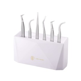 Pretty memory Lash Extension Supplies Tweezer Holder 6 PCS Tweezers Shelf Holder Eyelash Extension Supplies Display Organizer Storage Makeup Accessories Tools, White