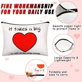 Weewooday 4 Pieces Teacher Gifts Makeup Bags Teacher Appreciation Gifts for Women Thank You Cosmetic Bag Graduation Birthday Christmas Cosmetic Bag Heart Pattern Cotton Pouch Case