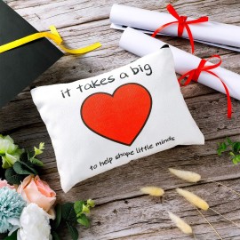 Weewooday 4 Pieces Teacher Gifts Makeup Bags Teacher Appreciation Gifts for Women Thank You Cosmetic Bag Graduation Birthday Christmas Cosmetic Bag Heart Pattern Cotton Pouch Case