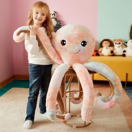 IKASA Giant Octopus Stuffed Animal Jumbo Plush Toy,30 Soft Toys Large Cute Huge Kawaii Fluffy Big Size Fat Oversized Plushie,Gifts for Kids