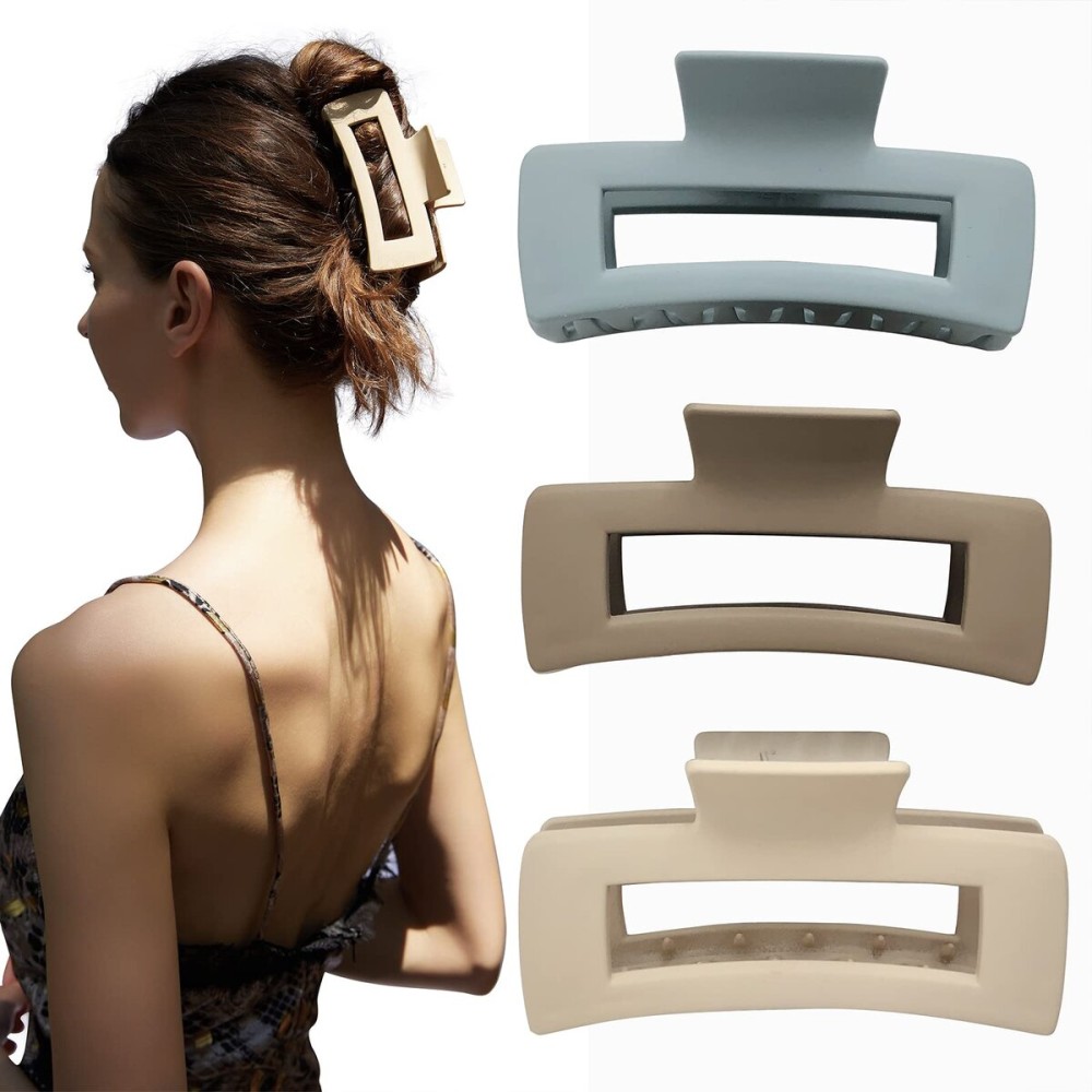 Nalodu Hair Claw Clips Large Square 4 Inch Matte No Slip Big Rectangle Jaw Clip Clamp for Thick Hair Women, 3 Pack Nalodu Hair Claw Clips Large Square 4 Inch Matte No Slip Big Rectangle Jaw Clip Clamp for Thick Hair Women, 3 Pack