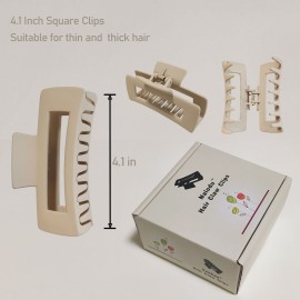 Nalodu Hair Claw Clips Large Square 4 Inch Matte No Slip Big Rectangle Jaw Clip Clamp for Thick Hair Women, 3 Pack Nalodu Hair Claw Clips Large Square 4 Inch Matte No Slip Big Rectangle Jaw Clip Clamp for Thick Hair Women, 3 Pack
