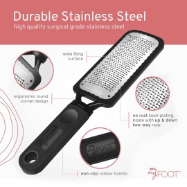 MyFoot - Ultimate Foot Callus Remover for Hard Skin - Stainless Steel & Rust Resistant Callus Remover for Hard Skin - Perfect Foot Scrapper for Dry Skin - Available with Safety Cover.