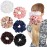 Chuangdi 6 Pieces Big Satin Scrunchies for Women, Jumbo Silk Scrunchies Thick Elastic Jumbo Hair Tie(Champagne, White, Light Pink, Coffee, Black, Navy Blue)