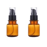 2PCS 80ML/2.7OZ Amber Plastic Empty Pump Bottles Refillable Cosmetic Remover Oil Container Makeup Sample Case Storage Reusable Facial Care Vessel Emulsion Dispenser for Emulsion Essence Body Wash