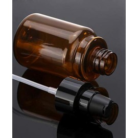 2PCS 80ML/2.7OZ Amber Plastic Empty Pump Bottles Refillable Cosmetic Remover Oil Container Makeup Sample Case Storage Reusable Facial Care Vessel Emulsion Dispenser for Emulsion Essence Body Wash