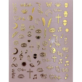Impressed Authentic 5 Sheets Gold Luxury Nail Art Stickers 500+ Metallic Nail Decals for Fake Acrylic Nail Design Decor Charms for Women (Classy)