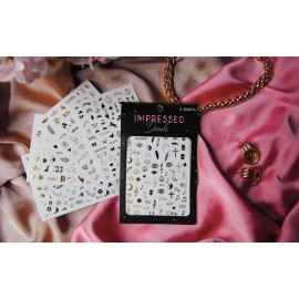 Impressed Authentic 5 Sheets Gold Luxury Nail Art Stickers 500+ Metallic Nail Decals for Fake Acrylic Nail Design Decor Charms for Women (Classy)