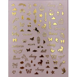 Impressed Authentic 5 Sheets Gold Luxury Nail Art Stickers 500+ Metallic Nail Decals for Fake Acrylic Nail Design Decor Charms for Women (Classy)