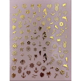 Impressed Authentic 5 Sheets Gold Luxury Nail Art Stickers 500+ Metallic Nail Decals for Fake Acrylic Nail Design Decor Charms for Women (Classy)