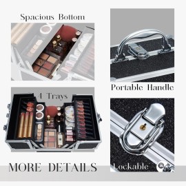 FRENESSA Makeup Case Organizer Cosmetic Portable Makeup Box Train Case with 4 Trays Locking Storage Nail Kits Box Make Up Artist Travel Case Professional Hard Vanity Organizer Black FRENESSA Makeup Case Organizer Cosmetic Portable Makeup Box Train Case with 4 Trays Locking Storage Nail Kits Box Make Up Artist Travel Case Professional Hard Vanity Organizer Black