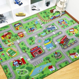 Capslpad Kids Educational Play Rug - 6.6\' x 5\' Traffic Road Car Mat Learning Play Game Area Rug for Playroom, Living Room, Nursery Room Decor