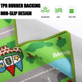 Capslpad Kids Educational Play Rug - 6.6\' x 5\' Traffic Road Car Mat Learning Play Game Area Rug for Playroom, Living Room, Nursery Room Decor