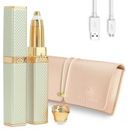 Eyebrow and Facial Hair Trimmer 2 in 1 Rechargeable Painless Epilator Easy to Use Eye Brows Razor Perfect Eyebrow Face Upper Lips Underarm Leg Bikini Hair Remover Brow Shaver with LED Light