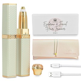 Eyebrow and Facial Hair Trimmer 2 in 1 Rechargeable Painless Epilator Easy to Use Eye Brows Razor Perfect Eyebrow Face Upper Lips Underarm Leg Bikini Hair Remover Brow Shaver with LED Light