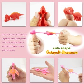 30 Pcs Slingshot Dinosaur Finger Toys, catapult toys as fun as slingshot chicken, cute shapes, more colors, Great for Flying Games and Party Favors.