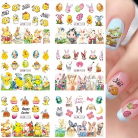 Easter Nail Art Stickers Water Transfer Decals Nail Art Supplies Holiday for Nail Art Decoration 12 Sheets Easter Egg Bunny Chicken Cartoon Rabbits Nail Sticker Manicure Designs DIY Acrylic Nail Art Easter Nail Art Stickers Water Transfer Decals Nail Art Supplies Holiday for Nail Art Decoration 12 Sheets Easter Egg Bunny Chicken Cartoon Rabbits Nail Sticker Manicure Designs DIY Acrylic Nail Art