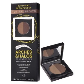 Arches & Halos Duo Luxury Brow Powder - Two-for-One Versatile Compact Powder - Get Full, Defined Brows - Vegan and Cruelty Free Makeup - Neutral Brown - 0.88 oz