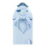 Hudson Baby Unisex Baby Cotton Animal Face Hooded Towel, Narwhal, One Size