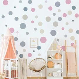 Runtoo Polka Dot Wall Decals for Girls Bedroom Colorful Boho Modern Wall Art Stickers Kids Nursery Decor 117 Pcs