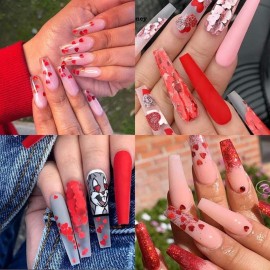 Red Art Glitter Stickers Decals Heart Sequins Charms Butterfly Supplies Sparkle Flakes Shiny Letter Maple Star 3D Design for Acrylic Nail Charms Valentine Day Decorations Red Art Glitter Stickers Decals Heart Sequins Charms Butterfly Supplies Sparkle Flakes Shiny Letter Maple Star 3D Design for Acrylic Nail Charms Valentine Day Decorations