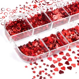 Red Art Glitter Stickers Decals Heart Sequins Charms Butterfly Supplies Sparkle Flakes Shiny Letter Maple Star 3D Design for Acrylic Nail Charms Valentine Day Decorations Red Art Glitter Stickers Decals Heart Sequins Charms Butterfly Supplies Sparkle Flakes Shiny Letter Maple Star 3D Design for Acrylic Nail Charms Valentine Day Decorations