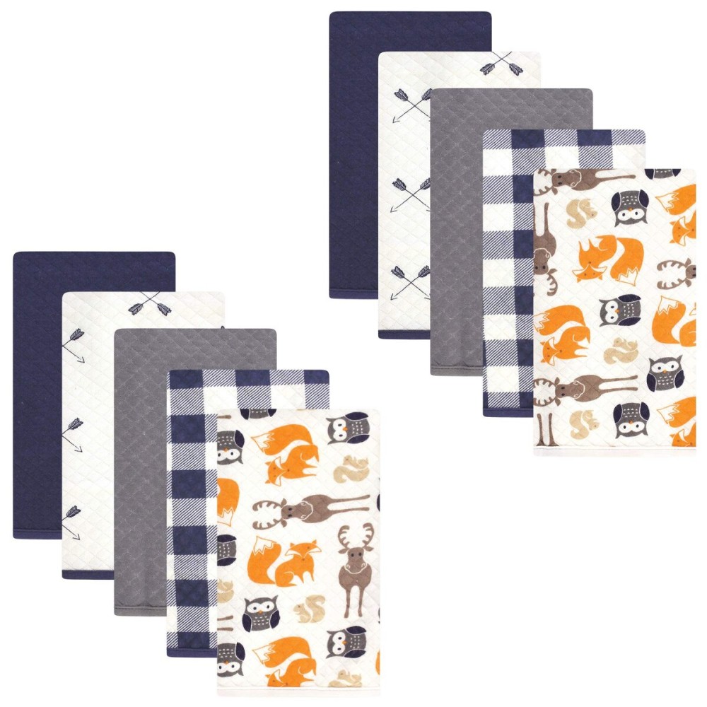 Hudson Baby Unisex Baby Quilted Burp Cloths, Boy Forest, One Size