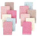 Hudson Baby Unisex Baby Rayon from Bamboo Woven Washcloths 12pk, Soft Peony, One Size