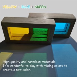 Gray Orange Wood Building Blocks Set 24pcs, Wooden Blocks for Toddlers, Rainbow Sensory Toys, Educational Toys, Preschool Wooden Stacking Toy for Kids